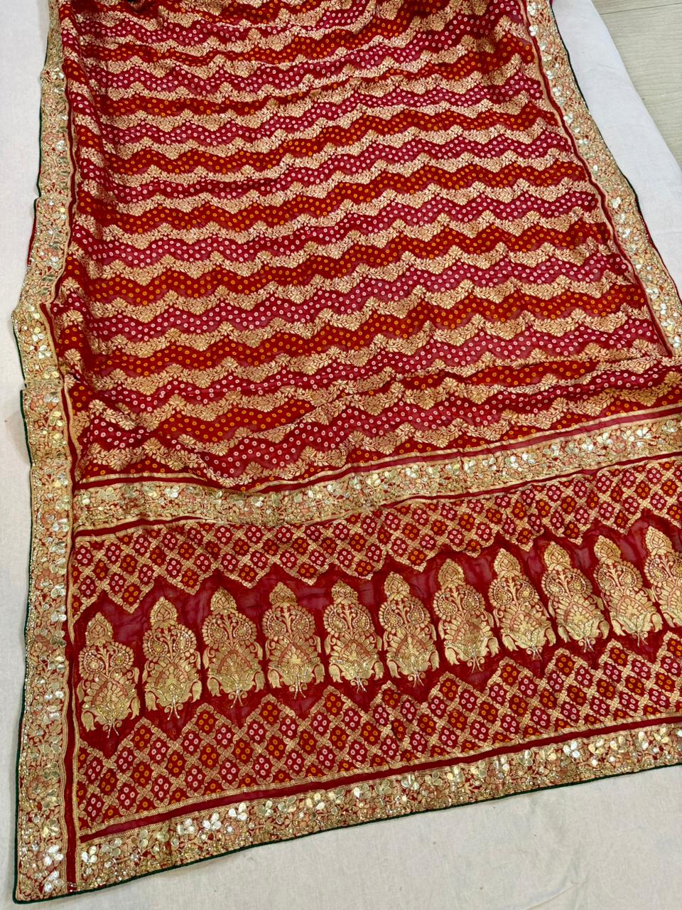 Traditional Pure Georgatte Dupatta With Handwork