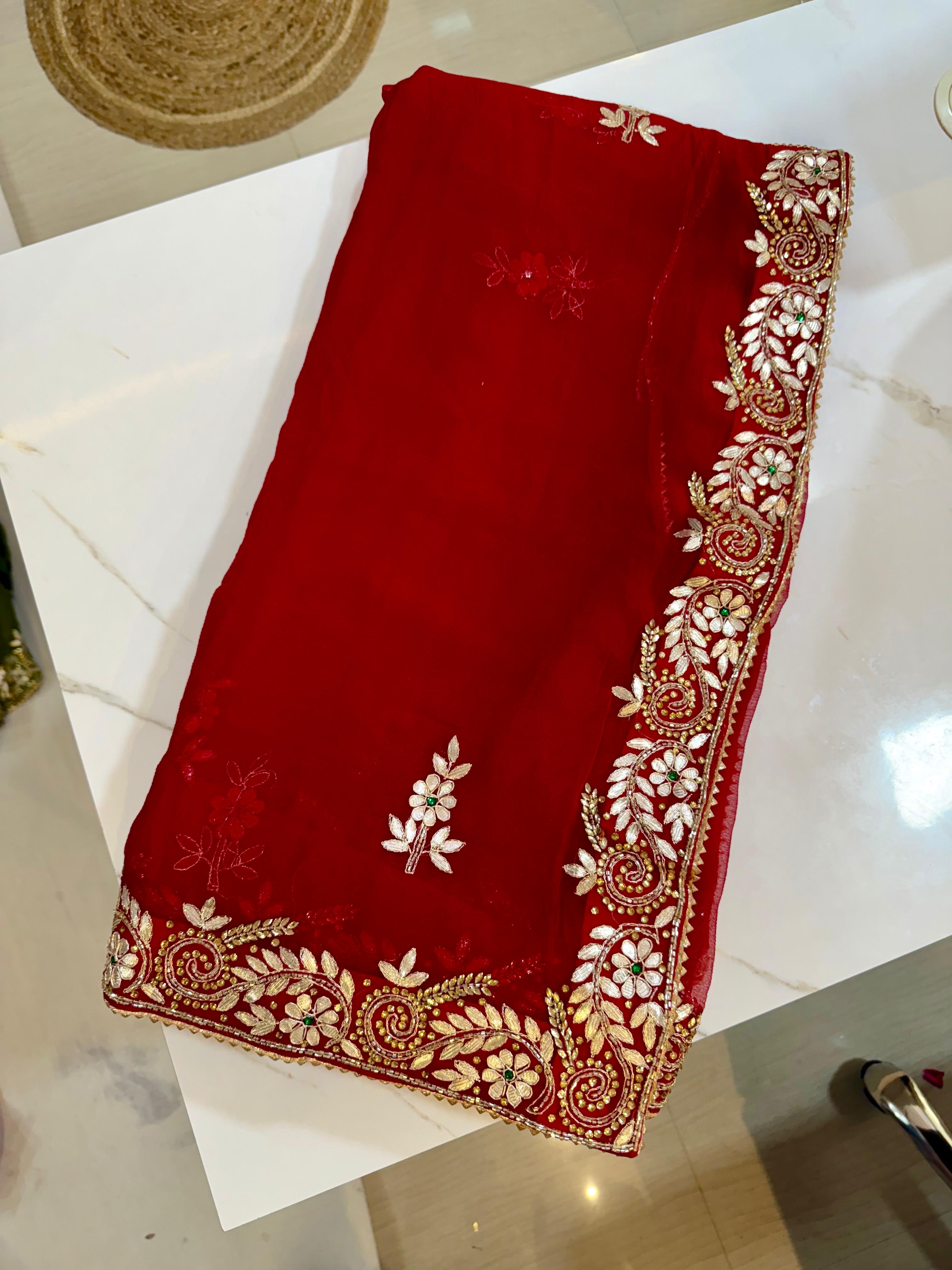 Beautiful Pure Chiffon Saree With Premium Handwork