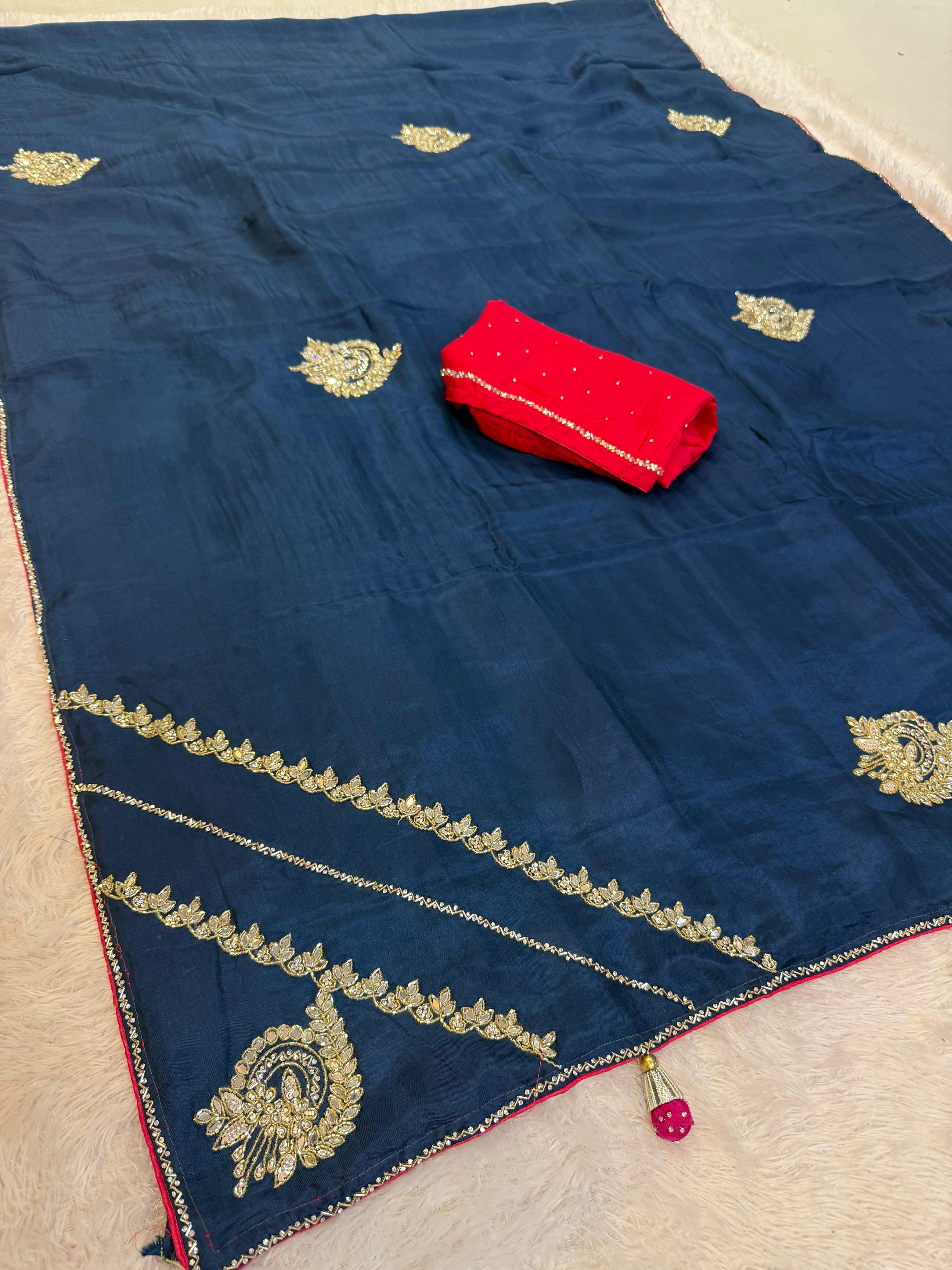 Designer Uppada Silk Febric Saree With Handwork