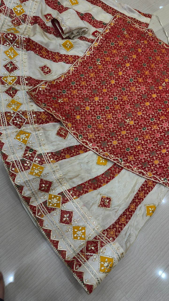 Beautiful Tissue Cosmos Lehenga With Gottapati Work