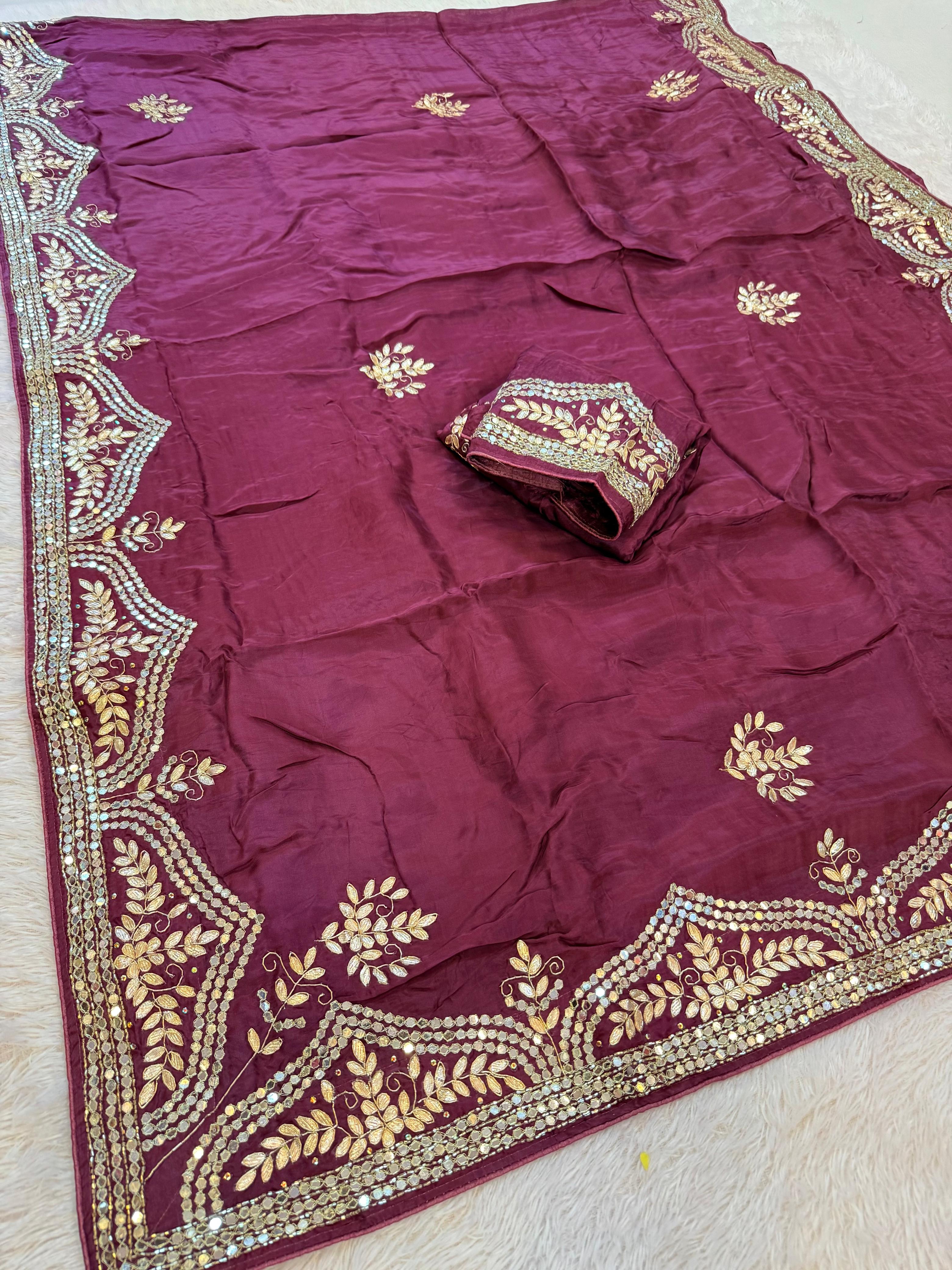 Premium Handwork X Gottapatti Work Pure H O Silk Saree