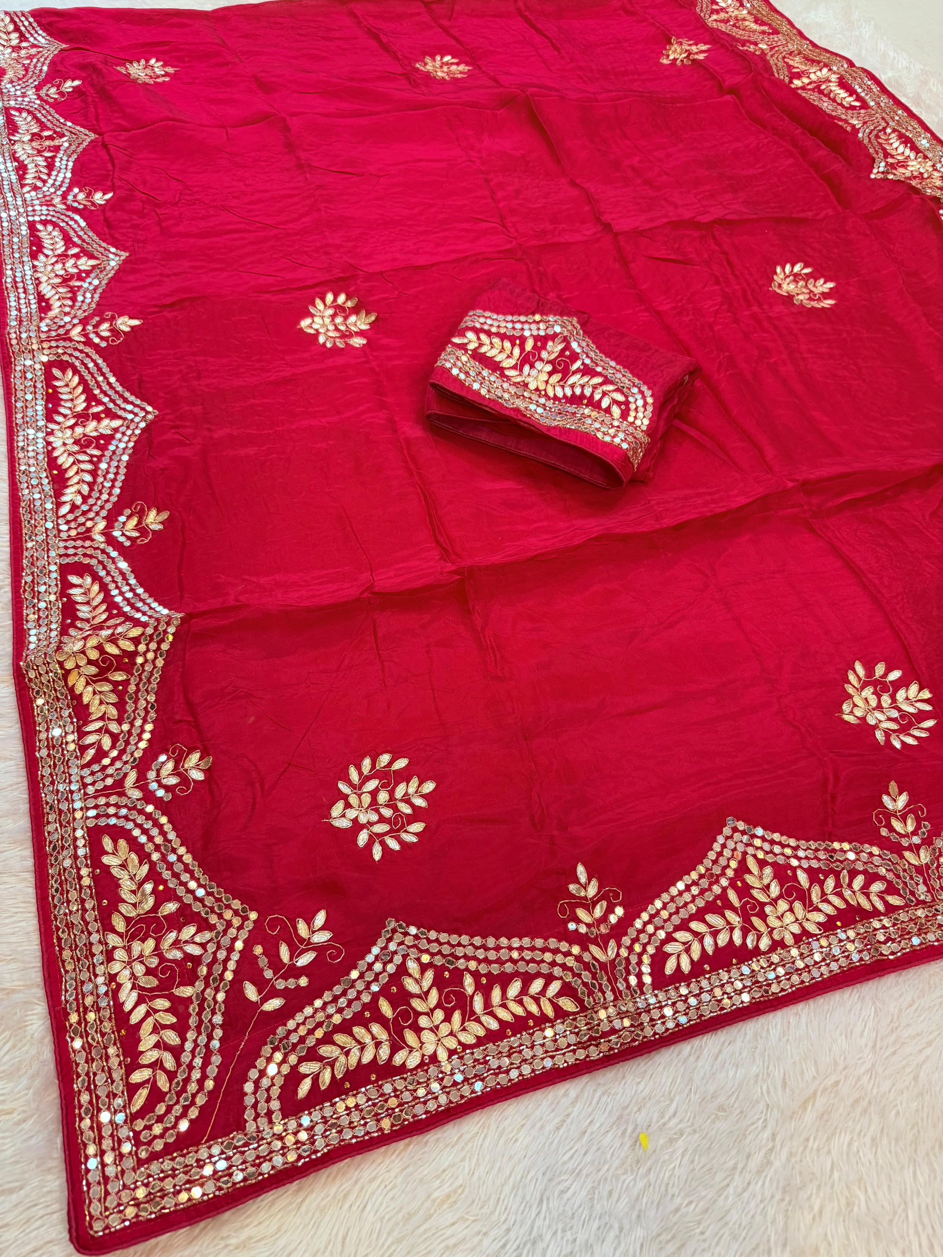 Premium Handwork X Gottapatti Work Pure H O Silk Saree