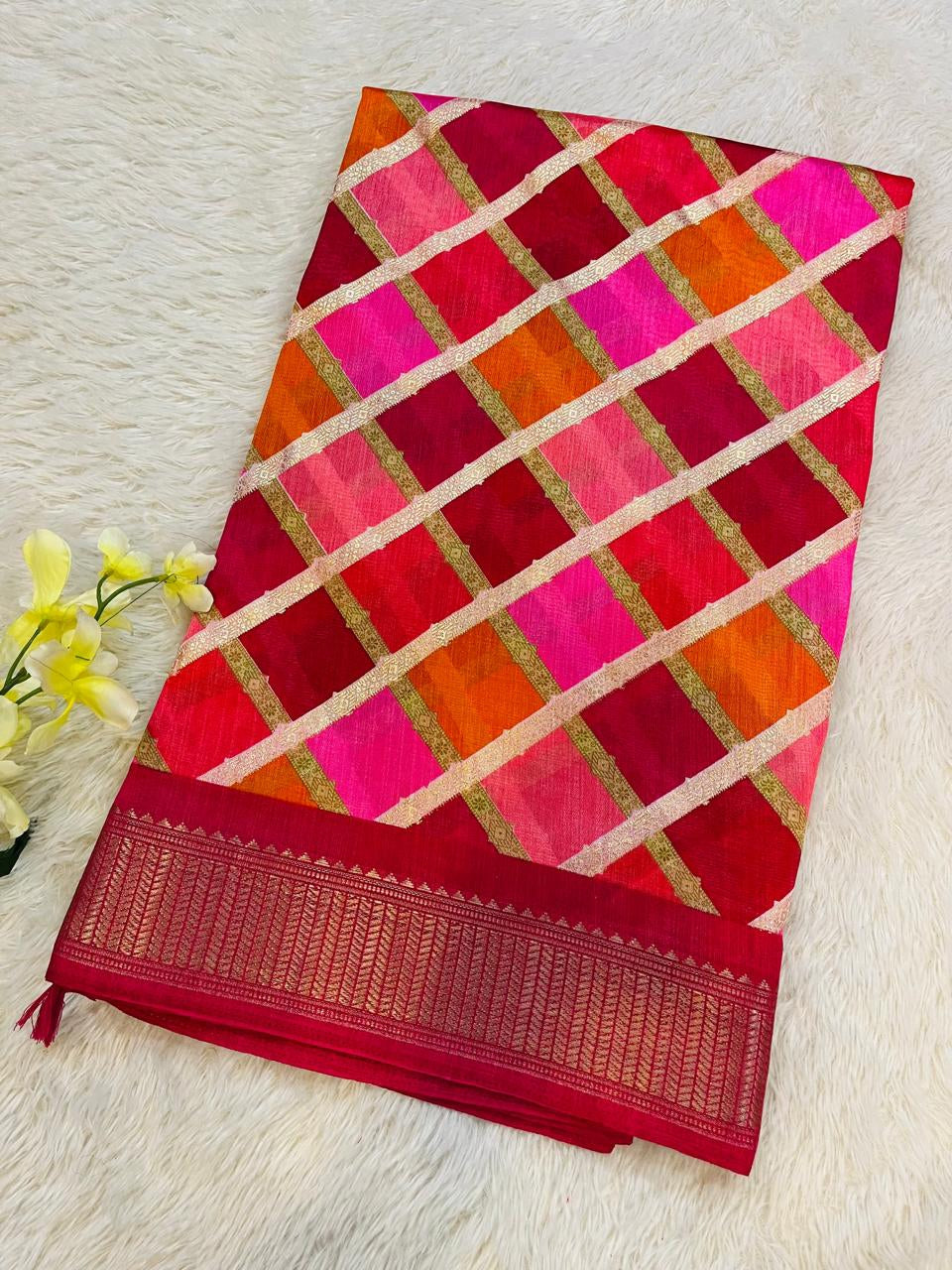 Fancy Foil Chinon Fabric Saree